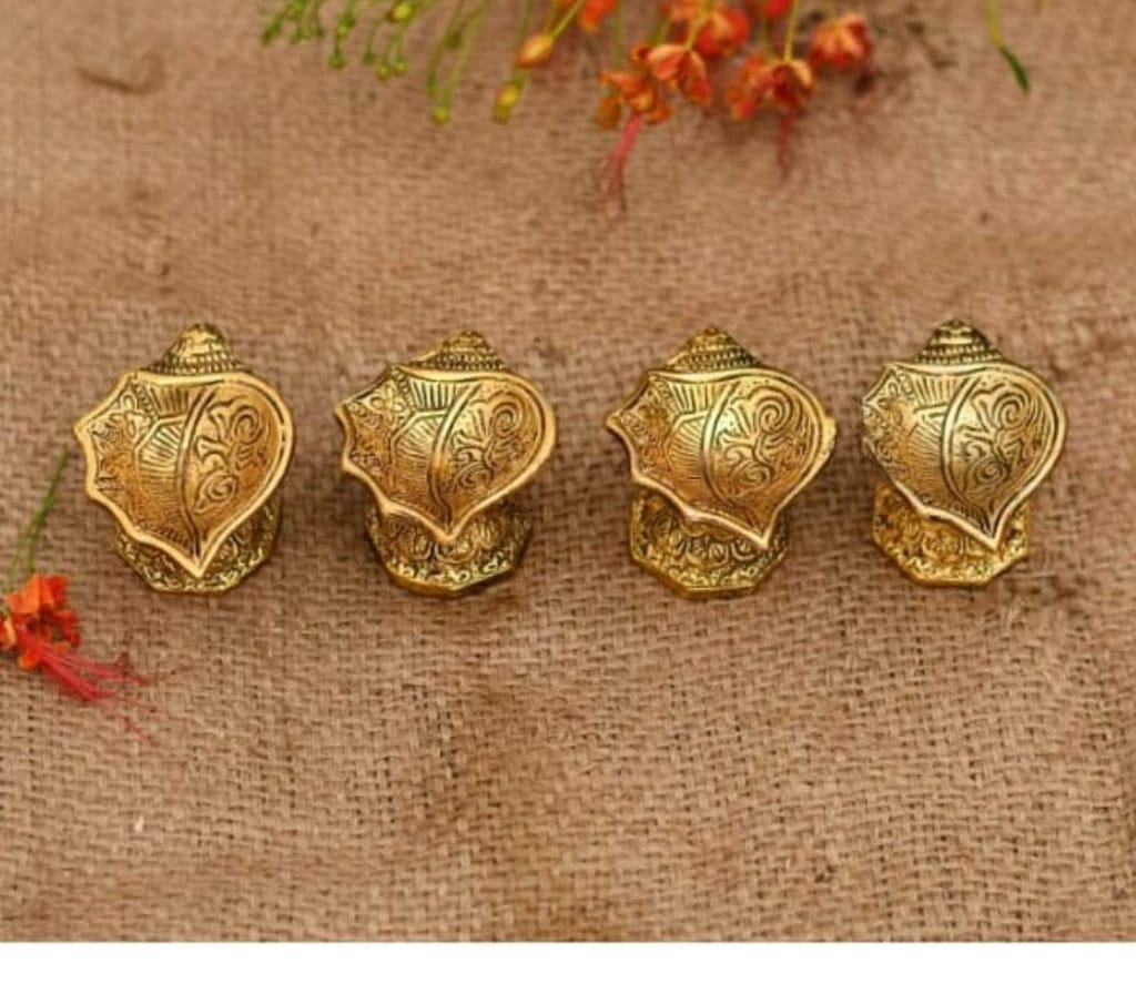 Metal Shank Candle Holder Diya for Diwali Home Decoration - Golden Metal Diya for Home Decor, (Diya- 4pc) view 2