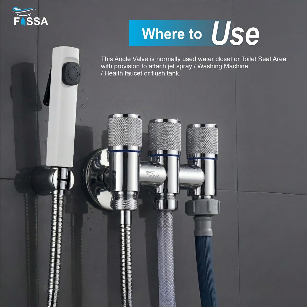 Curio 3 Way Silver Laundry Faucet Silver Stainless Steel Angle Valve view 2
