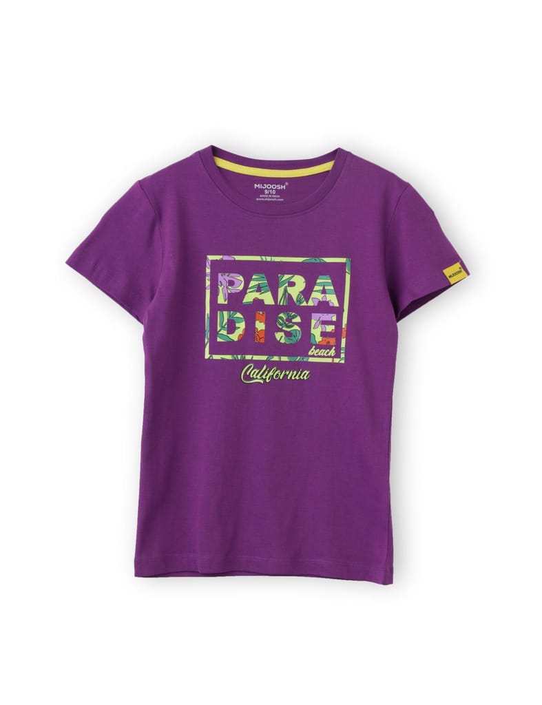 Girls T-Shirt Hibiscus Red / Sparking Grape Violet, Soft Cotton, Ages 7-14 (2pcs pack) view 2