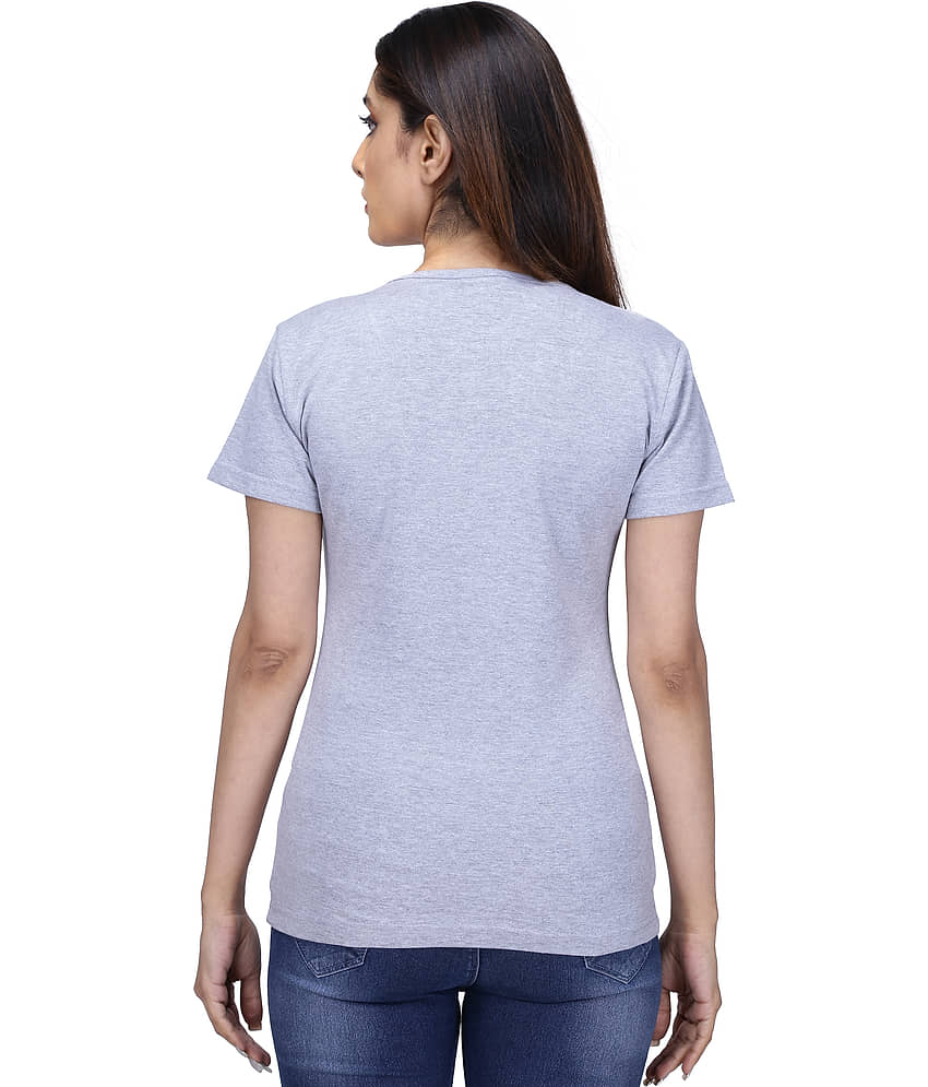 Neo Garments Women Cotton Printed Regular Fit Round Neck T-Shirt ( Grey ) view 2