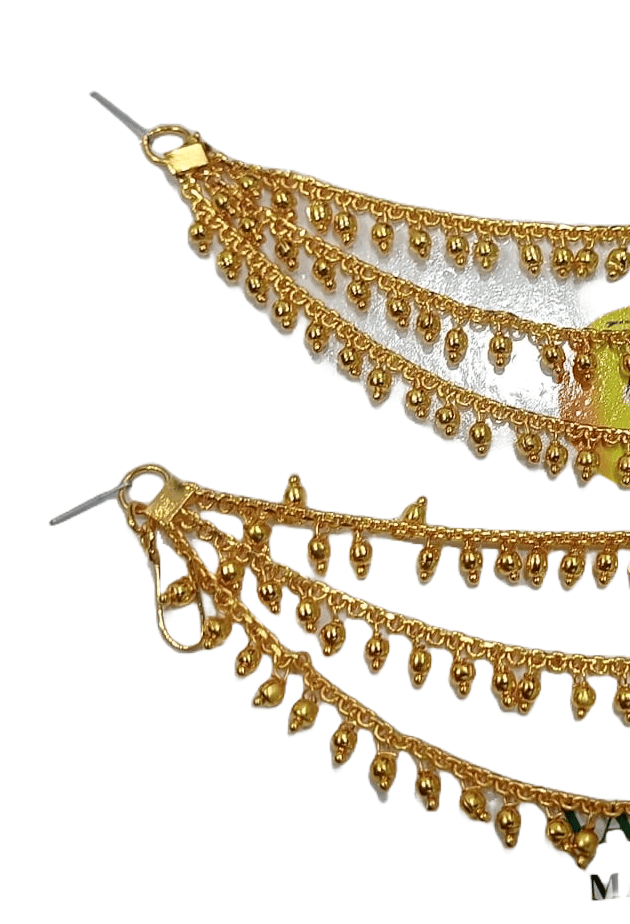 Gold Plated Traditional Indian Bollywood Ear Chain for Women view 2