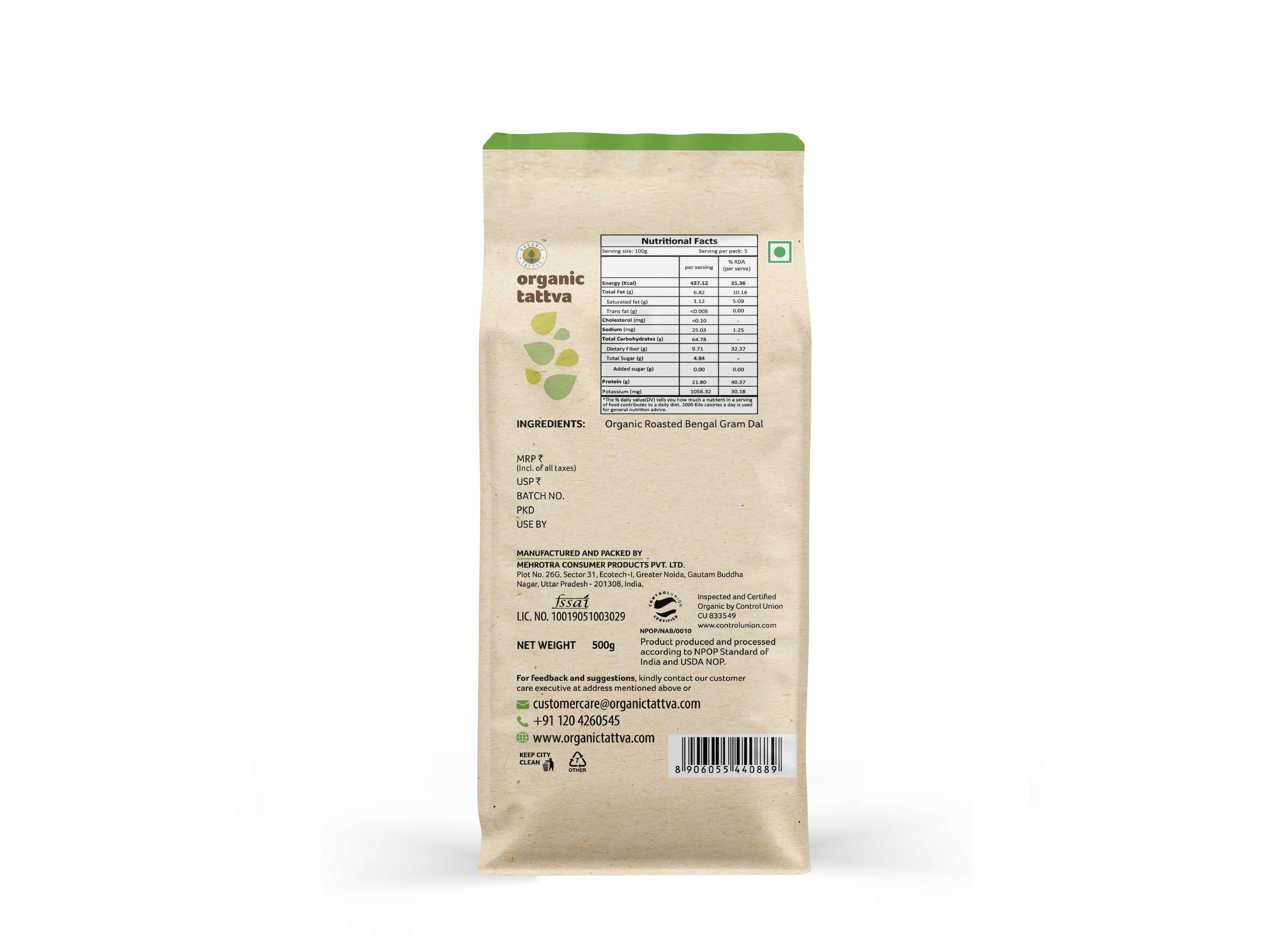 Organic Roasted Chana Dal 500g view 2