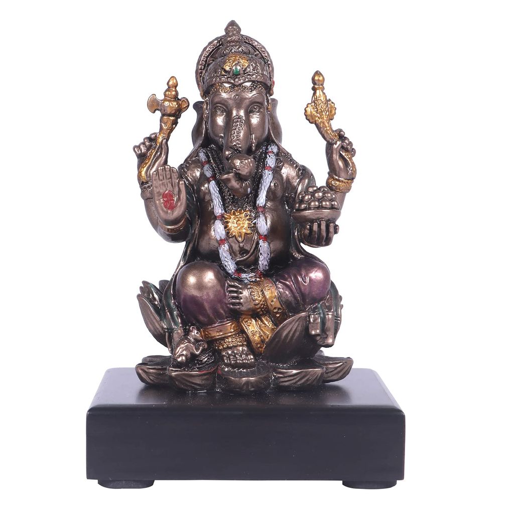 Craftlayout Resin Ganesha Statue with Bronze Finish 4 Inch view 2