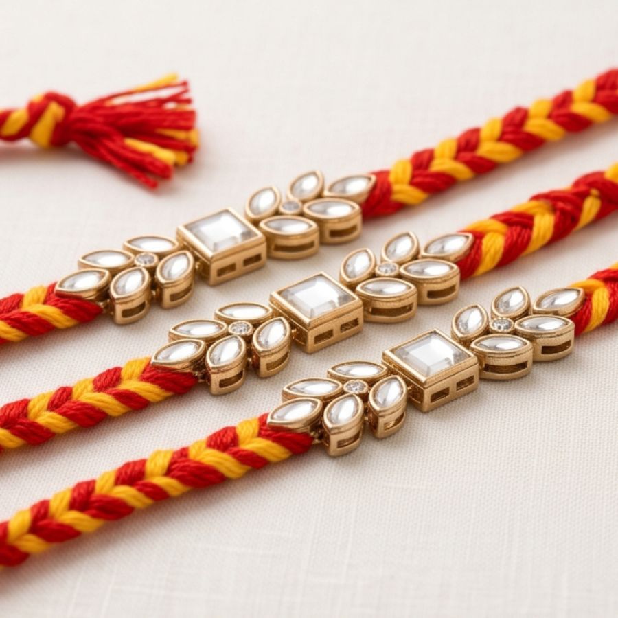 Traditional Embellished Stone Rakhi (1 piece) view 2