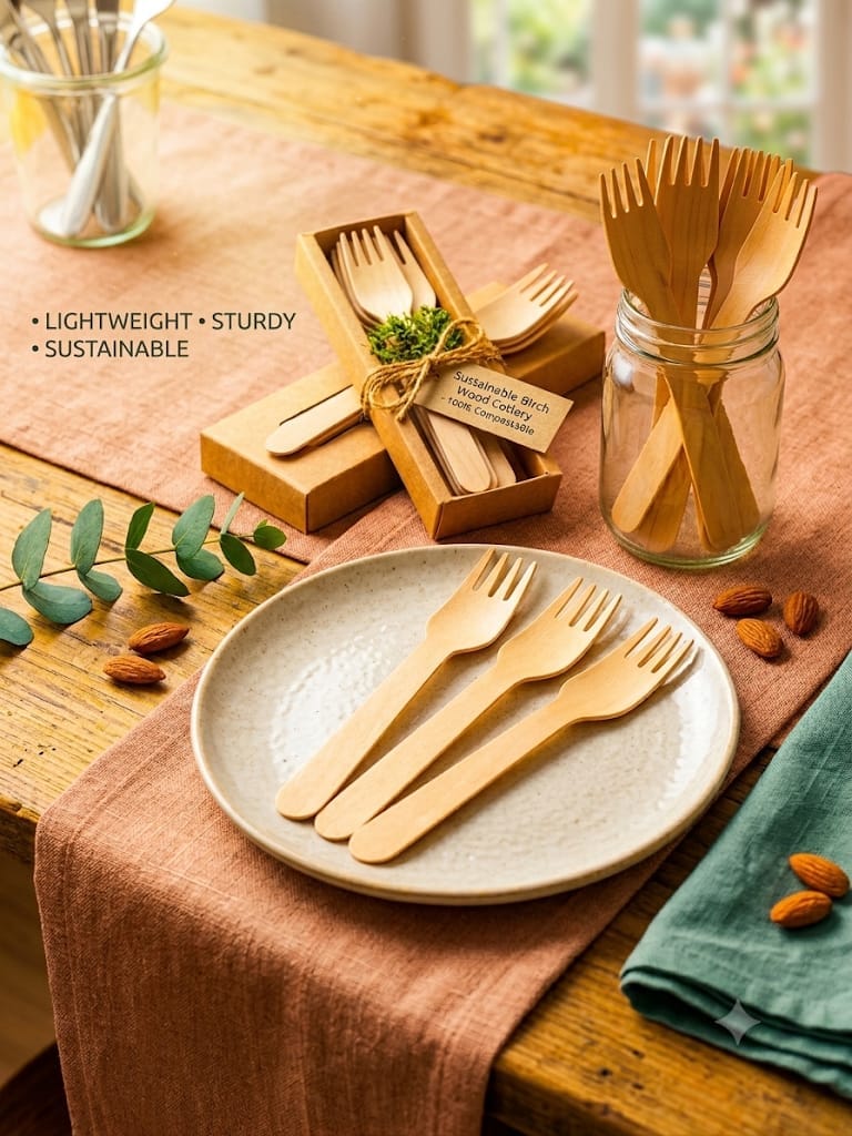 Disposable Premium Wooden Fork 160 mm 200 PCS view 2