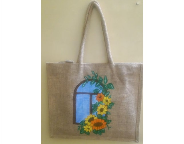 Hand Painted Jute Bag (Model - 2)