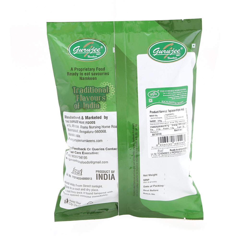 Gurujee Namkeen Sliced Tapioca Chips Masala, 150 gm view 2