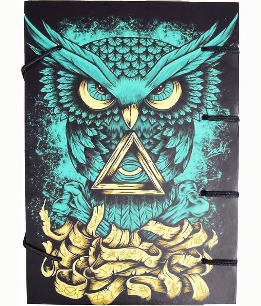 100 % Handmade Recycled Cotton Paper Diary In Owl Print A5 Diary view 2
