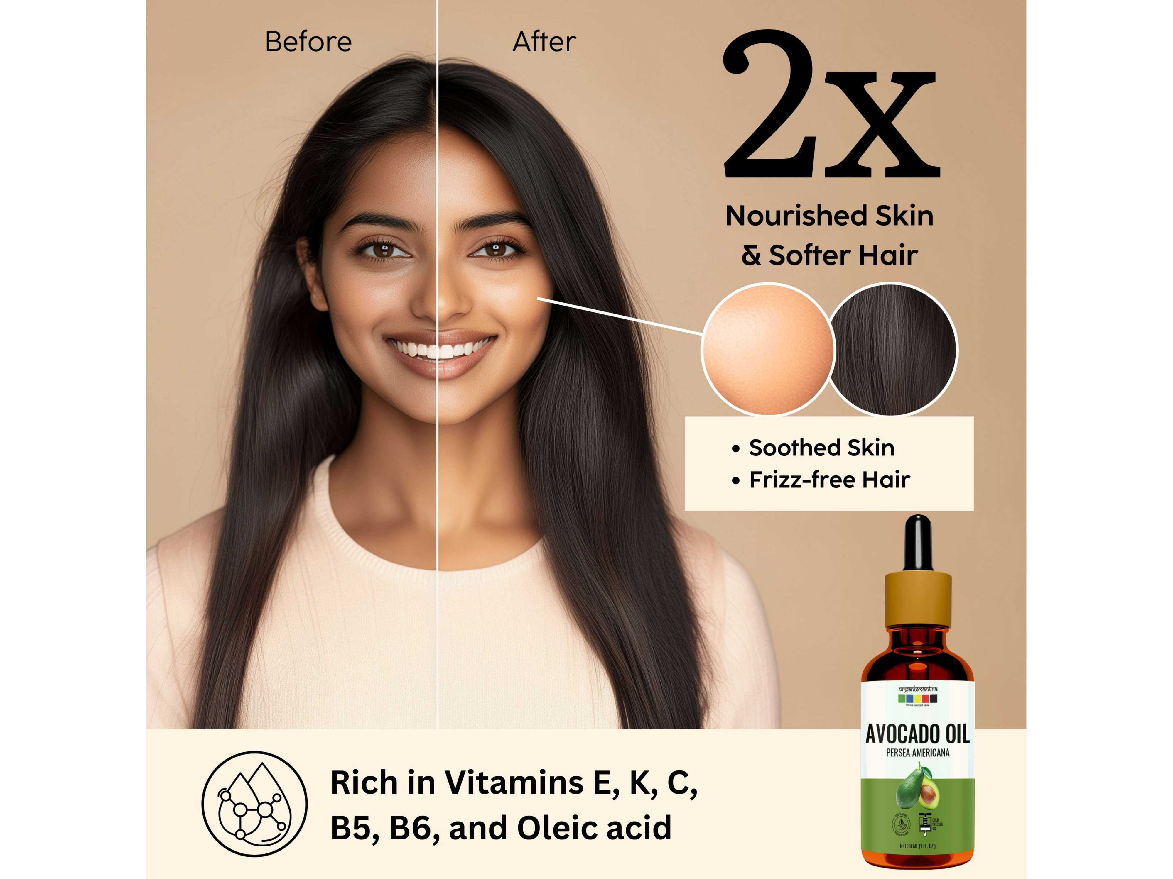 Organix Mantra Avocado Oil, 100% Pure, Natural & Cold Pressed Organic Oil - 30 Millilitre view 2