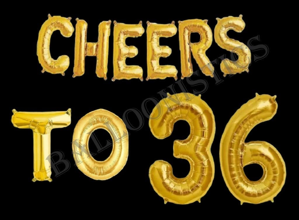 Cheers to Thirthy Six Foil Balloon Combo Number 36 Foil Balloon for Birthday and Anniversary view 2