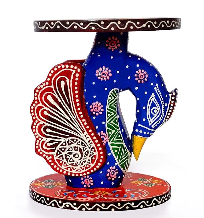 Kondapalli Decorative /Pooja Wooden Peacock Side Table Stand view 2