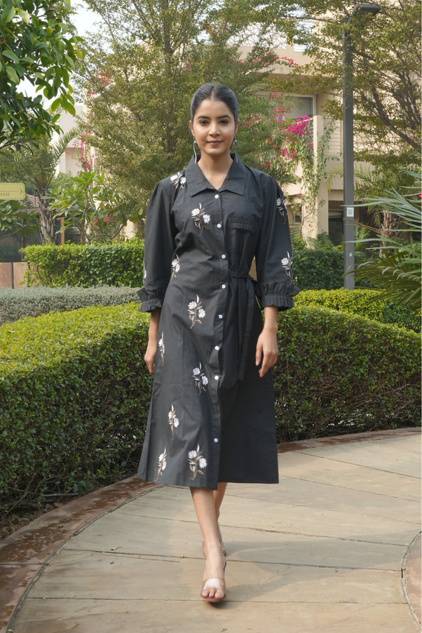 Black Long Shirt Dress view 2
