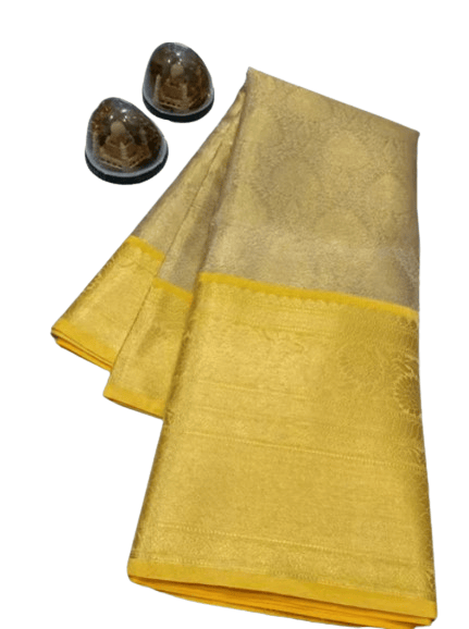 Banarasi Tissue Yellow Designed Silk Saree view 2