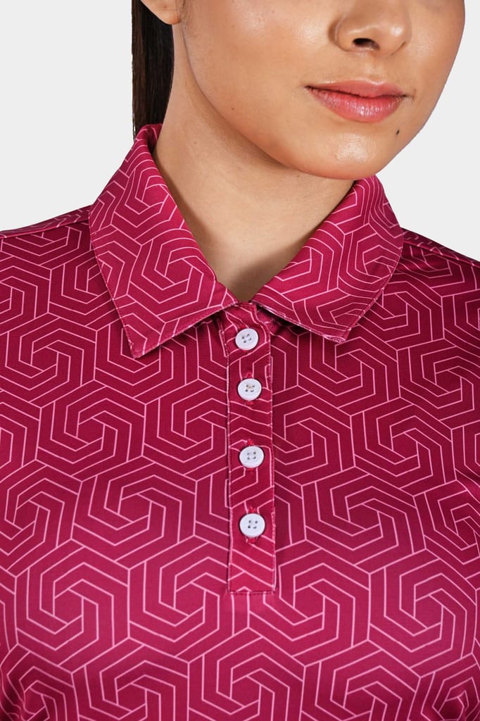 Heavy Pink Geometric AH Women Polo Shirt view 2