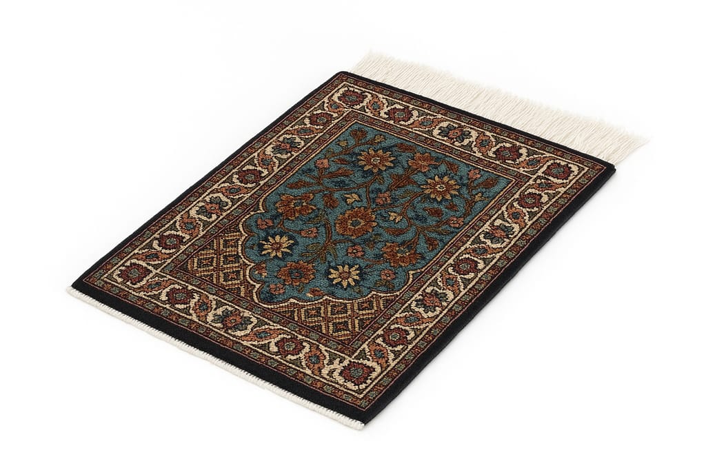Hand-Knotted Persian Rug - Teal Floral Design view 2