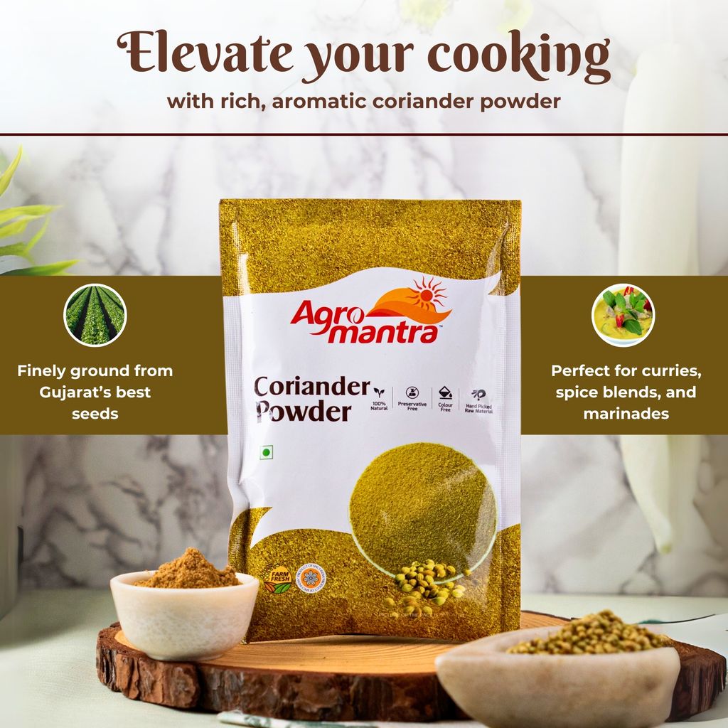 Agro Mantra Coriander Powder 500g | Freshly Ground & Aromatic | Sourced from Gujarat | Perfect for Curries, Spice Blends & Marinades | Preservative-Safe Indian Spice view 2