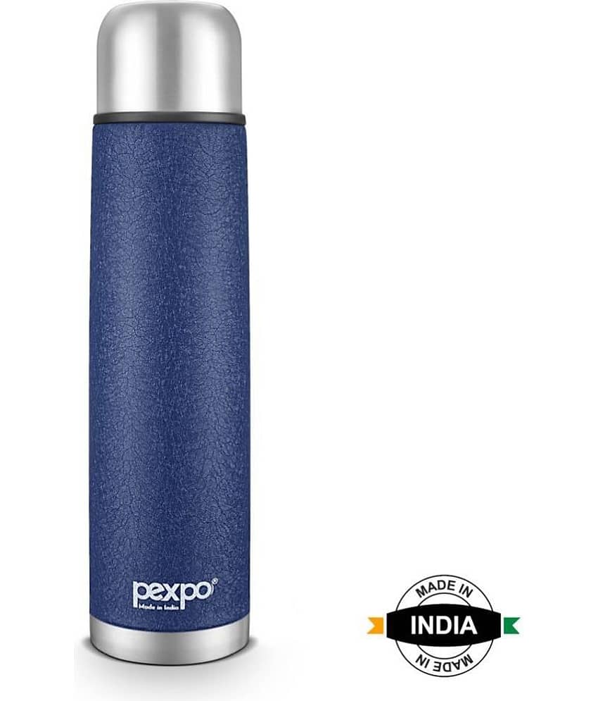 Pexpo 1000ml 24 Hrs Hot and Cold Flask with Jute-bag, Flamingo Vacuum insulated Bottle (Pack of 1, Blue) view 2