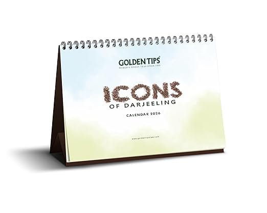 Golden Tips Table Calendar 2026 for Home and Office, Monthly Planner From Jan2026 - Dec2026, A Year with the World’s Finest Teas.