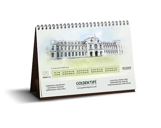 Golden Tips Table Calendar 2026 for Home and Office, Monthly Planner From Jan2026 - Dec2026, A Year with the World’s Finest Teas. view 2