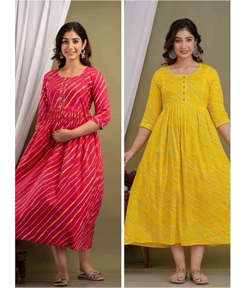 Nevisha Style Multi Color Cotton Maternity Kurta Pack of 2