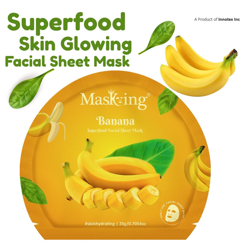 Superfood Banana facial sheet mask for glowing Skin and Hydrating, Pack of 5 view 2