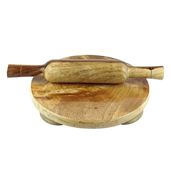 Gayatri handicrafts 5-AH Wooden Chakla Belan, Rai, paratha Shank, mashar, Kitchen Tools (Set of 5) Brown Kitchen Tool Set (Brown, Rolling Pin, Rolling Board, Masher, Blender). view 2