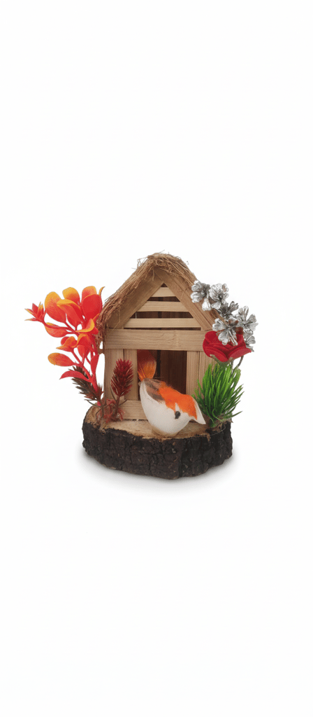 Decorative Hut with Bird and Flowers Miniature Showpiece view 2