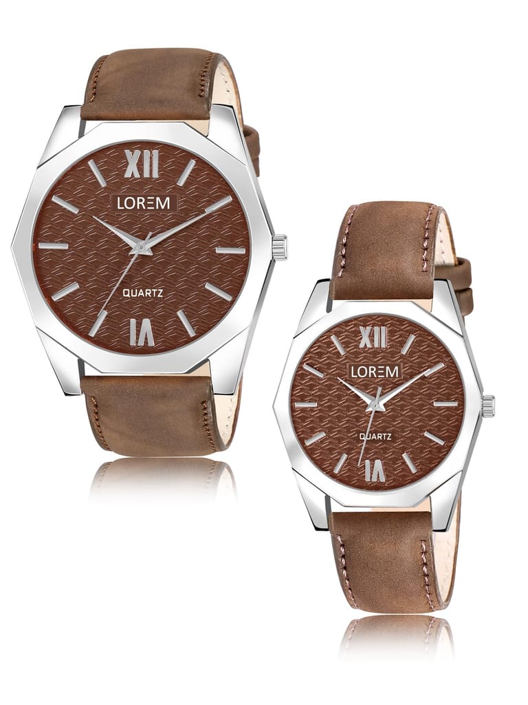 Brown 3D embossed Dial Analog Watch for Lovely Couple LR85-LR332 view 2