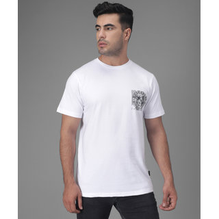 Unperfekt Mens White Graphic Print 100% Cotton Round Neck T-Shirt view 2
