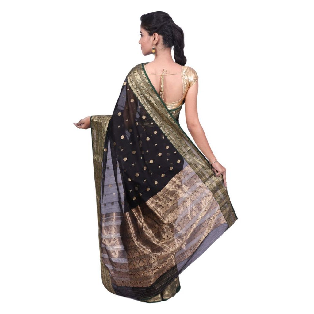 HANDLOOM CHANDERI SAREE- MERCERISED(COTTON+SILK MIX) WITH BLOUSE (SKU - 1SC202280621 SAREE- 90) view 2