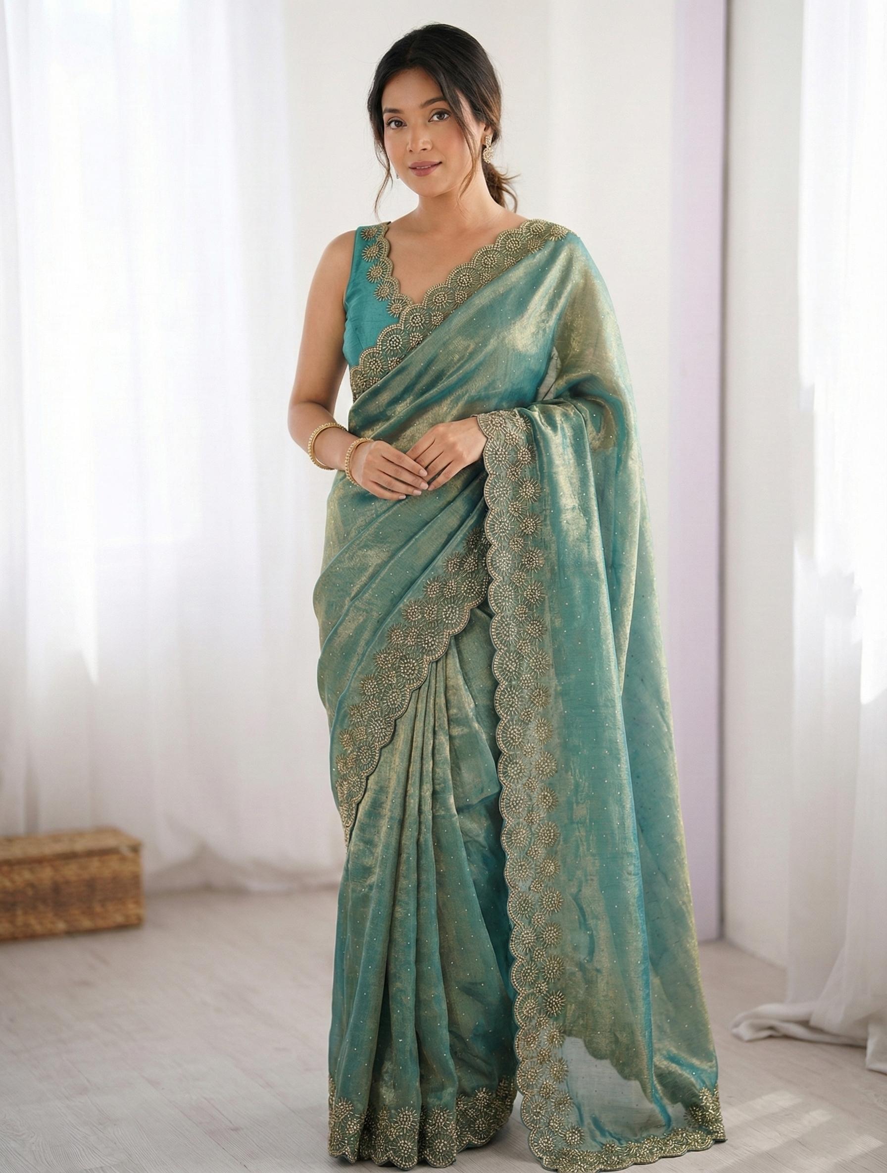 Space Silk Saree with Stone Work view 2