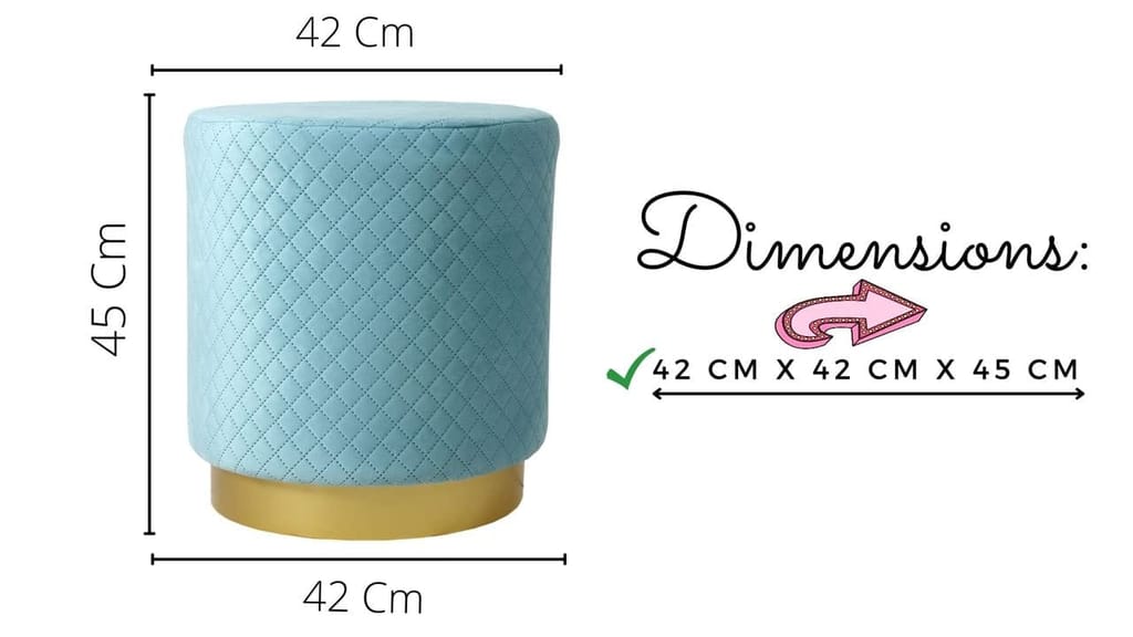 Shadowkart Ottoman Pouffes Sitting Mudda Puffy Stool for Living Room Dressing Table Pouf Round Footstool for Office Home Decor, Check Holland Velvet ,16x16x17 Inch view 2
