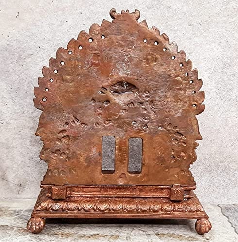 Searchers Paradise - Copper Idols Srinivasa Perumal with Sridevi and Bhudevi with Dasavadhara Prabhavali ,7.2 inches, Copper Handmade 1800 Grams, Patina Antique Finish, Pack of 1 Piece view 2