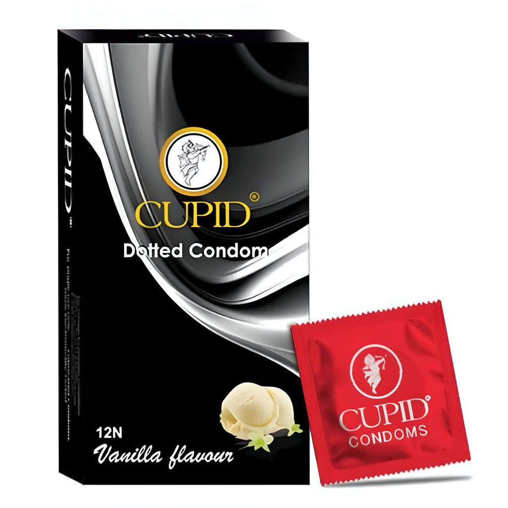 Cupid Dotted & Flavoured Condoms Vanilla Flavour (Pack of 3) | Lubricated & Multitextured Condoms | For Her Enhanced Pleasure | Pack of 3, 20 Pcs Each view 2