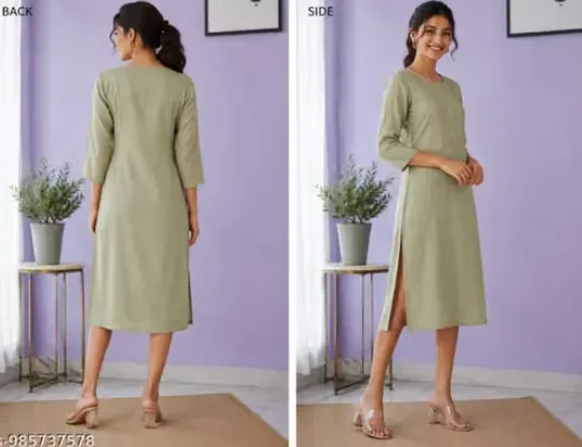 Elegant Olive Green Straight Kurti