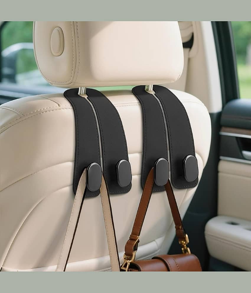 Car headrest hook, car seat hook hanger, metal car purse hook, leather car headrest hanger, car bag holder hook, back seat organizer hook, car storage hook, handbag holder for car, grocery bag hook car, car phone holder hook, heavy duty car hook view 2