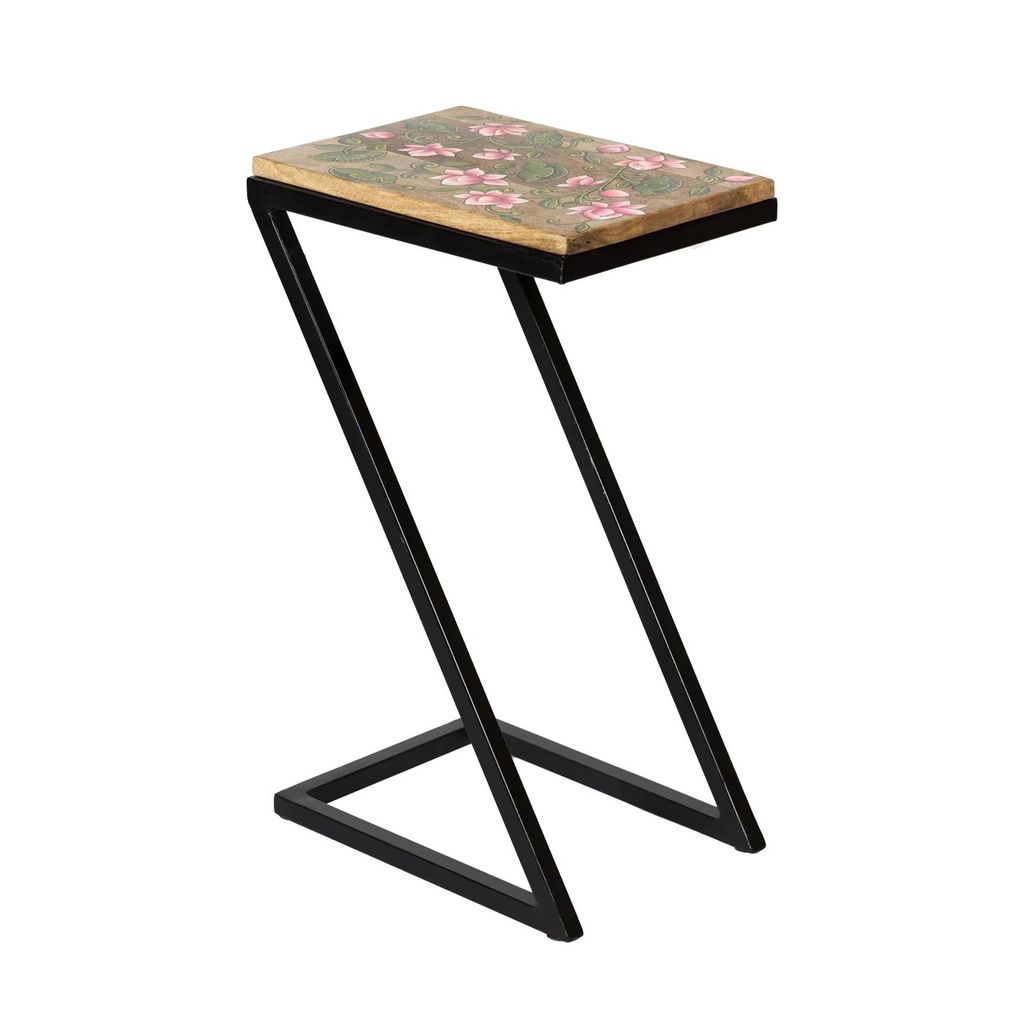 Nesting Table Set Of 2 with Flora Painting On Wooden Top