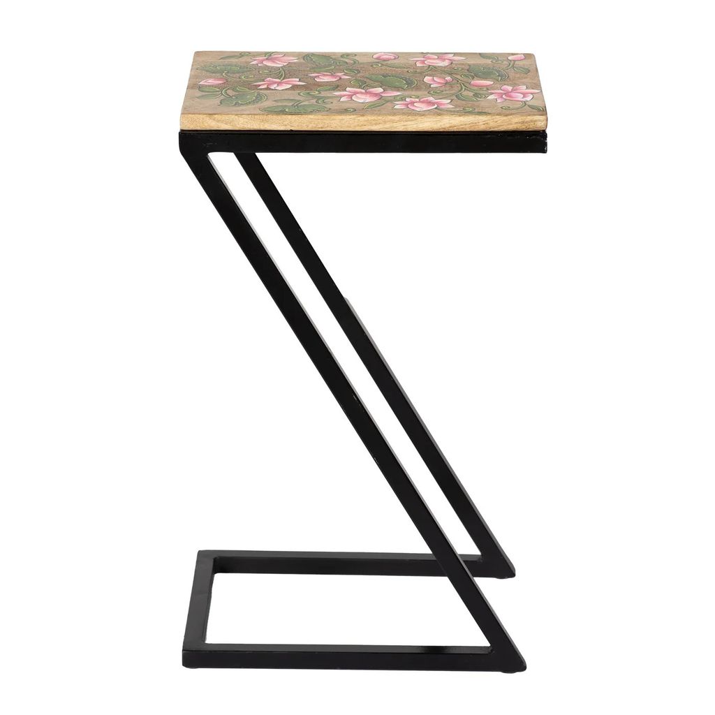 Nesting Table Set Of 2 with Flora Painting On Wooden Top view 2