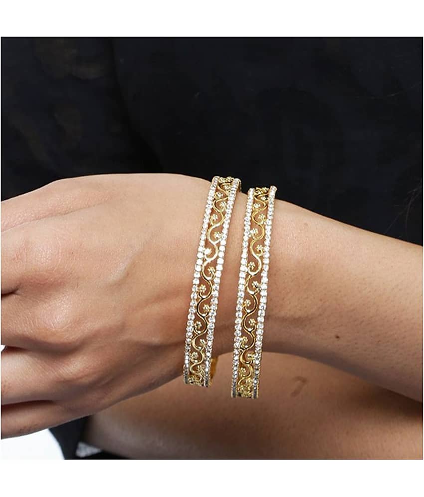Sukkhi Incredible Gold Plated Set of 2 Austrian Diamond Bangles for Women view 2