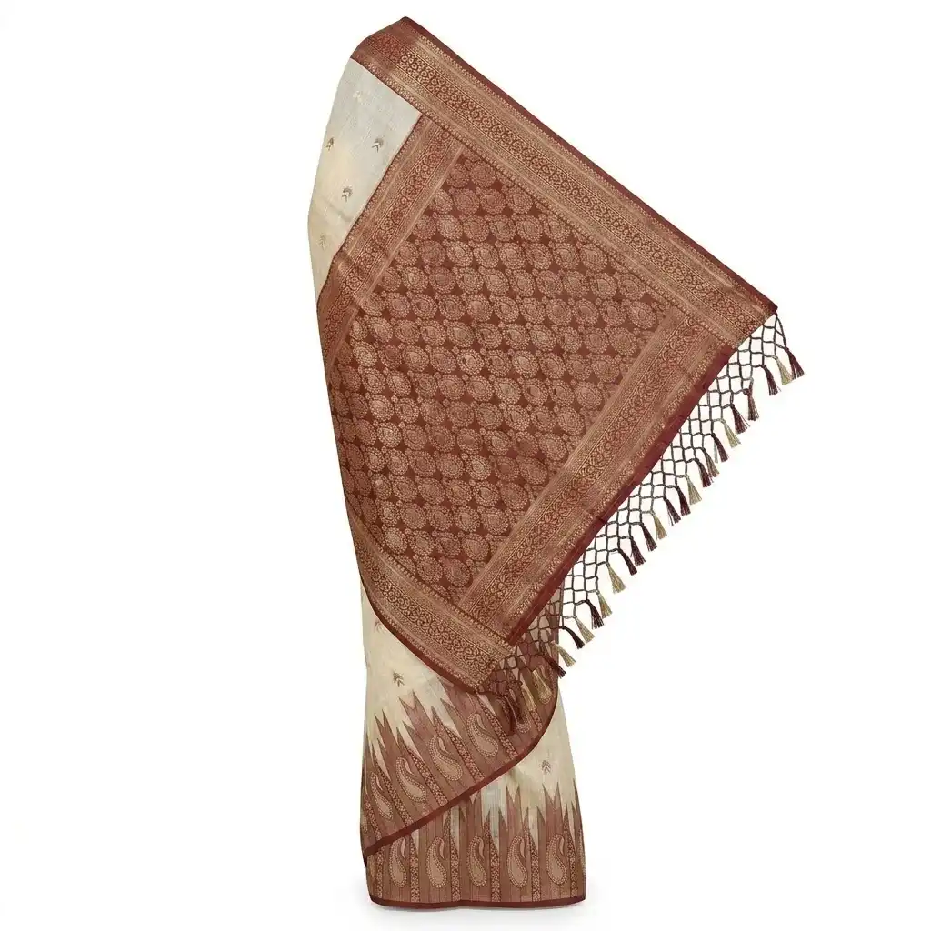 Sambalpuri Maroon Gold Ikat Handloom Saree view 2