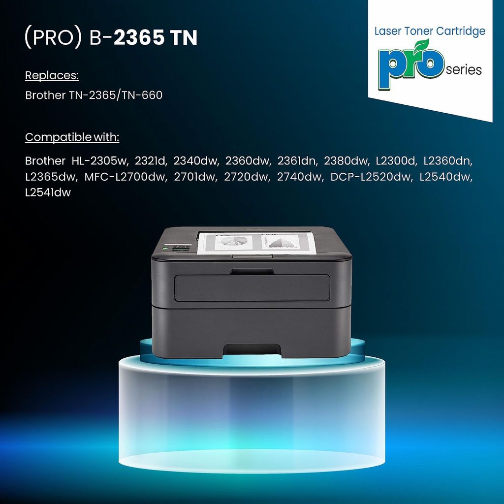 ProDot (PRO B-2365 TN Laser Toner Cartridge for Brother TN-2365/TN-660 Compatible with Brother HL-2305w, 2321d, 2340dw, 2360dw, L2365dw, 2701dw, 2720dw, DCP-L2520dw, L2540dw, L2541dw view 2
