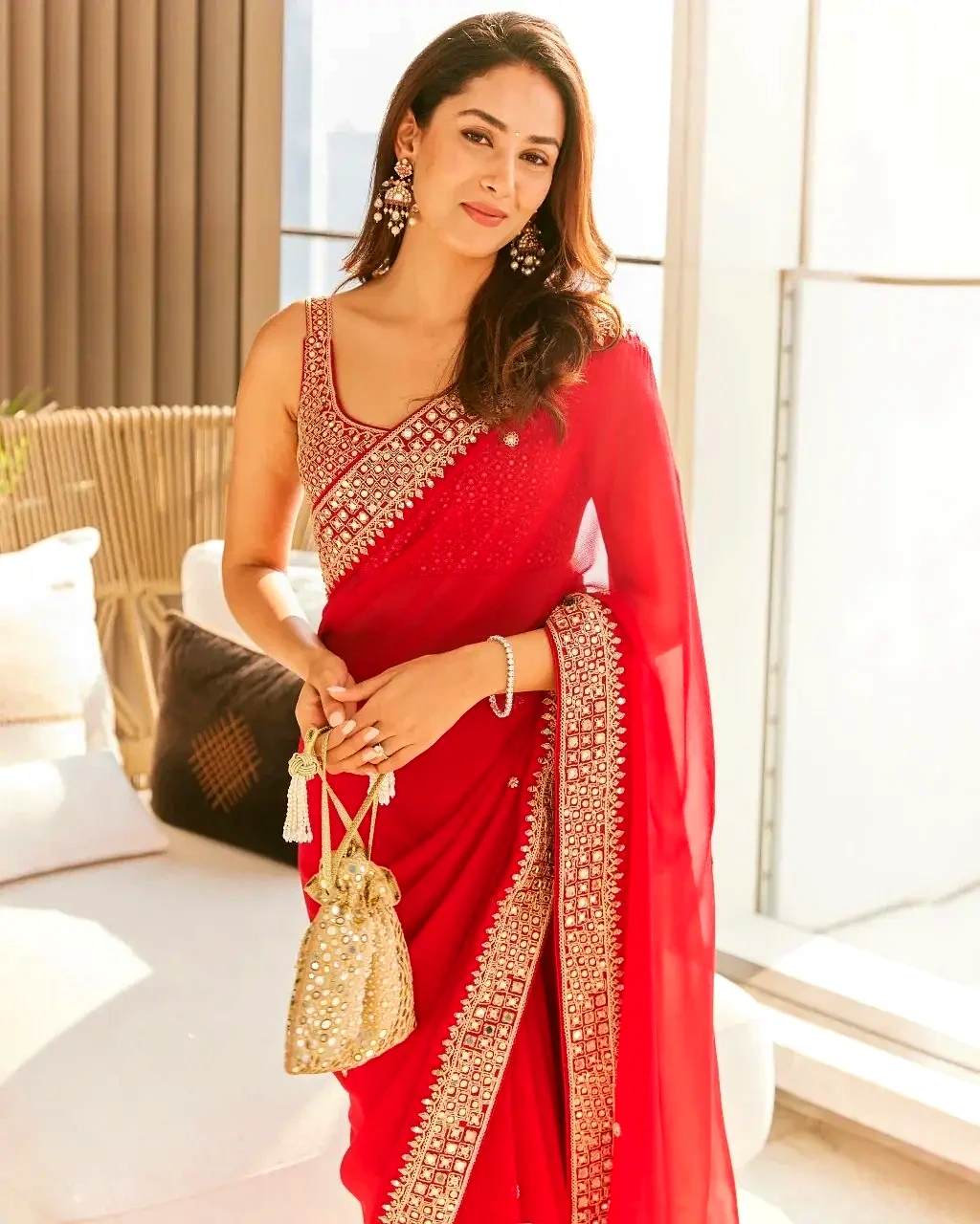 Red Rangoli Silk Sarees (Color - Red) by SHIV TEXTILES view 2