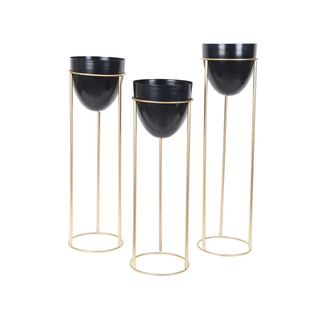 Detachable Black Capsule Floor Planter Set of 3 view 2