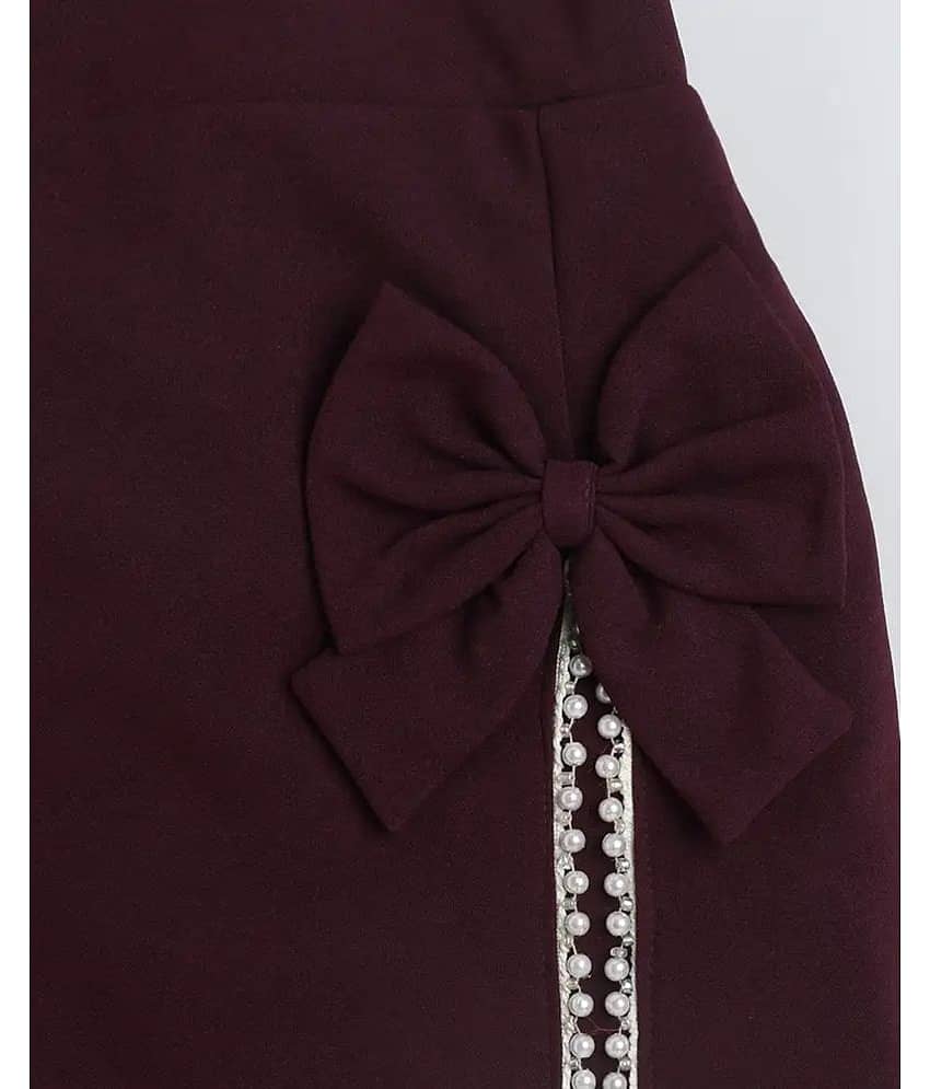 Addyvero Pack of 1 Girls Cotton Blend Straight Skirt ( Maroon ) view 2
