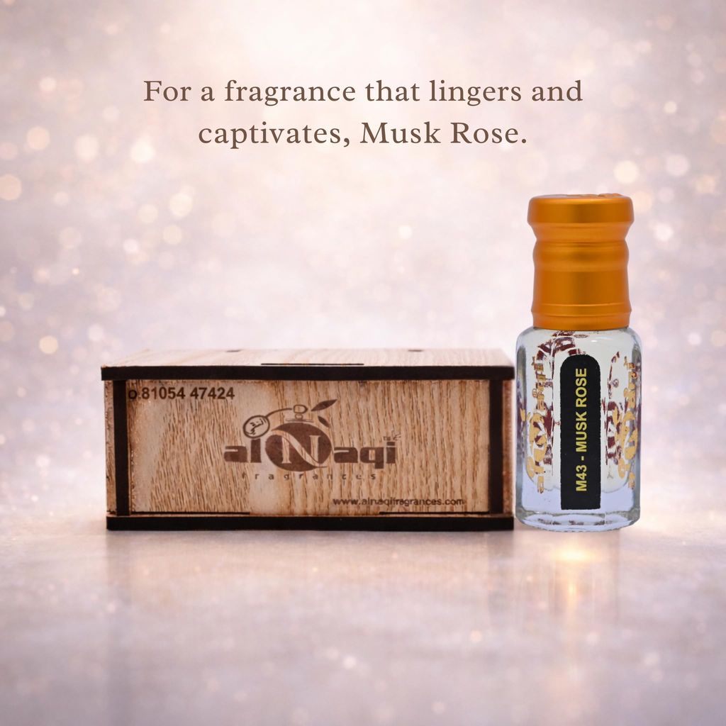 alnaqi fragrances Musk Rose Attar Perfume Oil | Unisex Arabian Attar | Alcohol-Free Roll-On | Fresh Rose & Soft White Musk Notes | Long-Lasting Concentrated Arabic Perfume Oil view 2