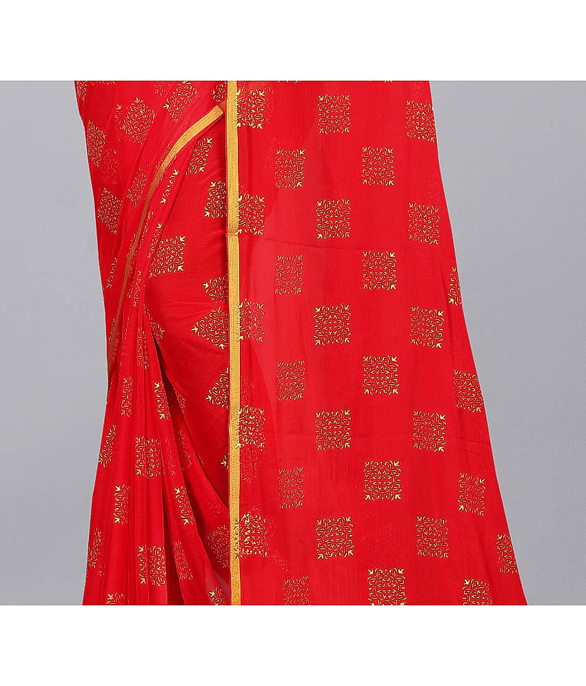 Rhey Chiffon Printed Saree With Unstitched Blouse Piece ( White ) view 2