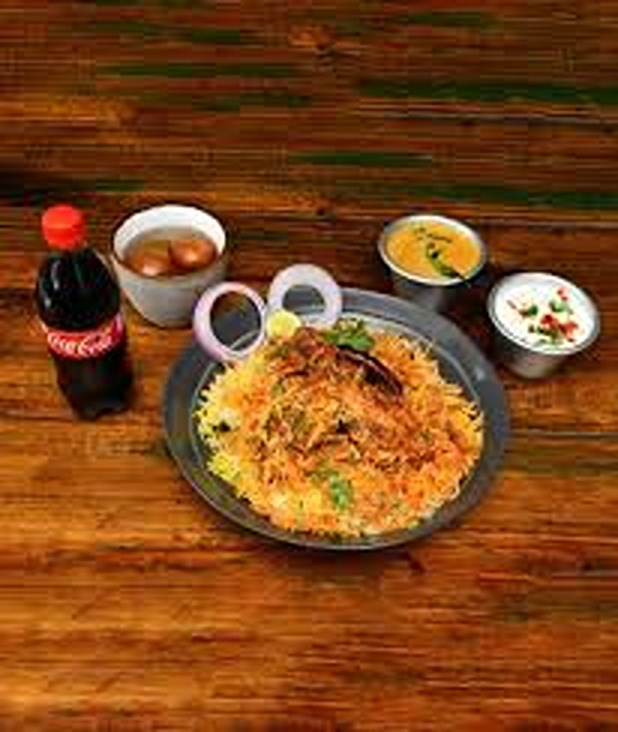Chaap biryani with cold drinks