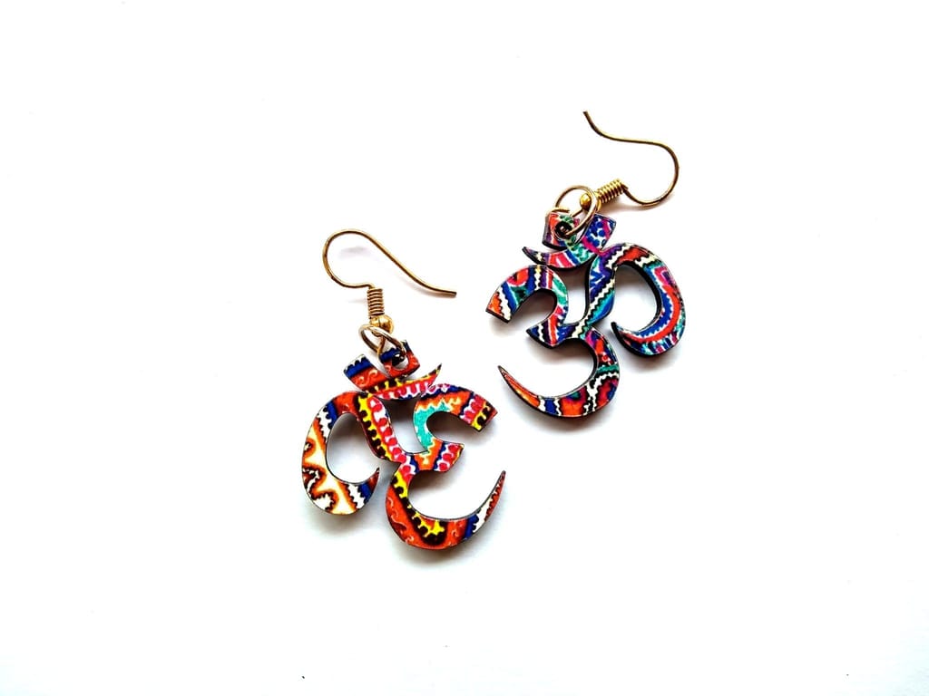 Artwork Wooden Earrings - Om earrings in assorted Artworks view 2