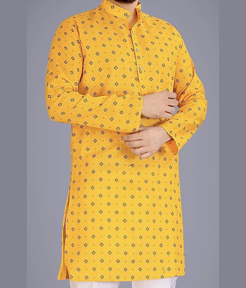 Nofilter Yellow Cotton Blend Men's Regular Kurta ( Pack of 1 ) view 2
