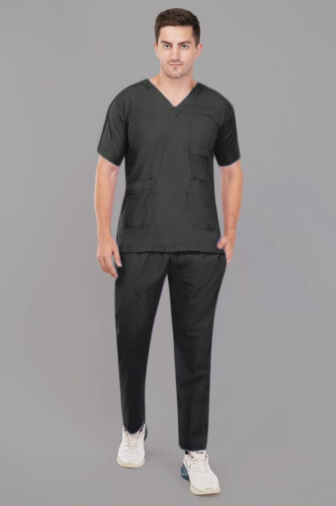 Scrub Suits || Unisex | Polycotton, Stylish, Comfortable |Half Sleeves | Ideal For Health care Professionals | Color (Black) Sizes S - XXL